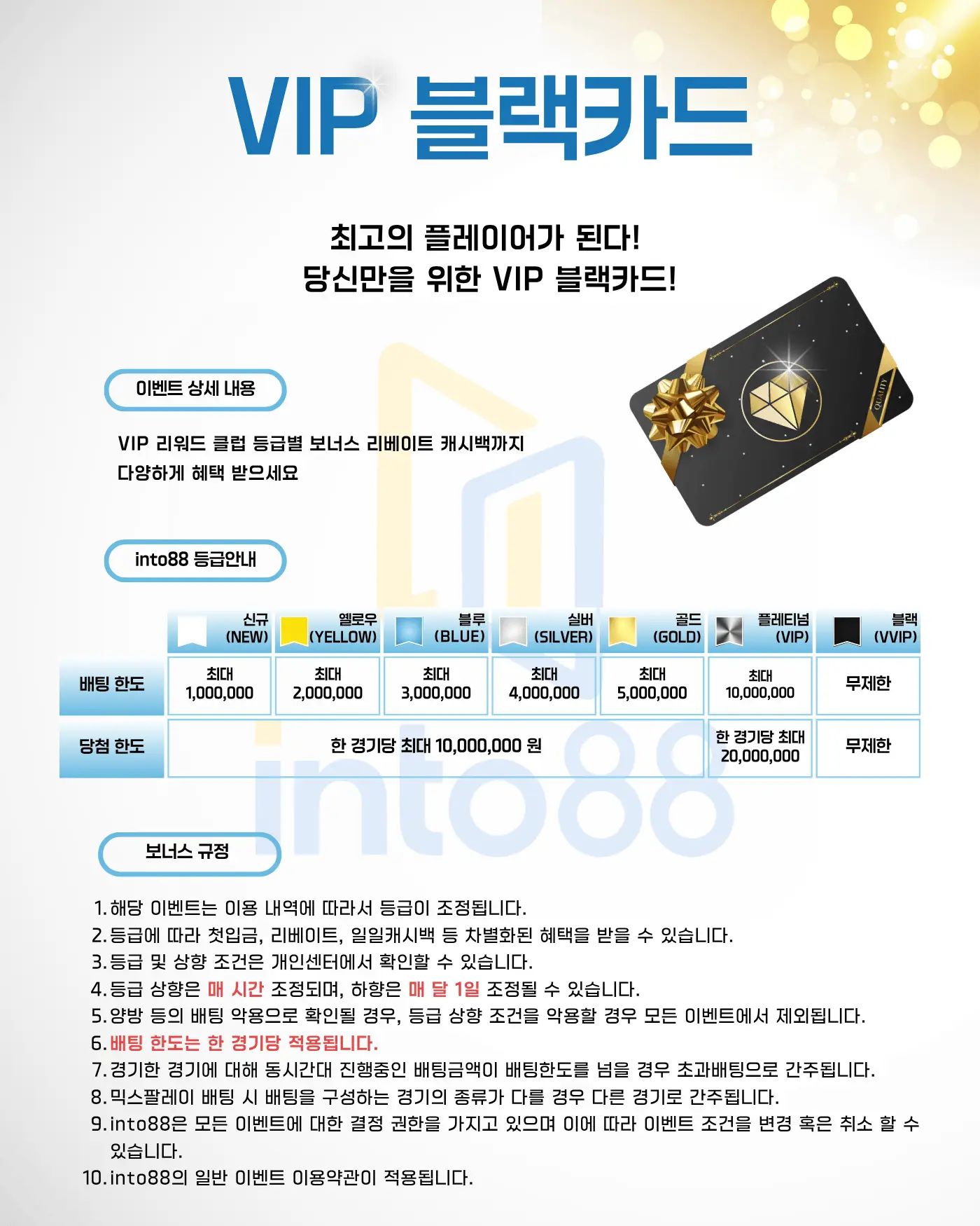 인투88 블랙카드 VIP 등급제 도입